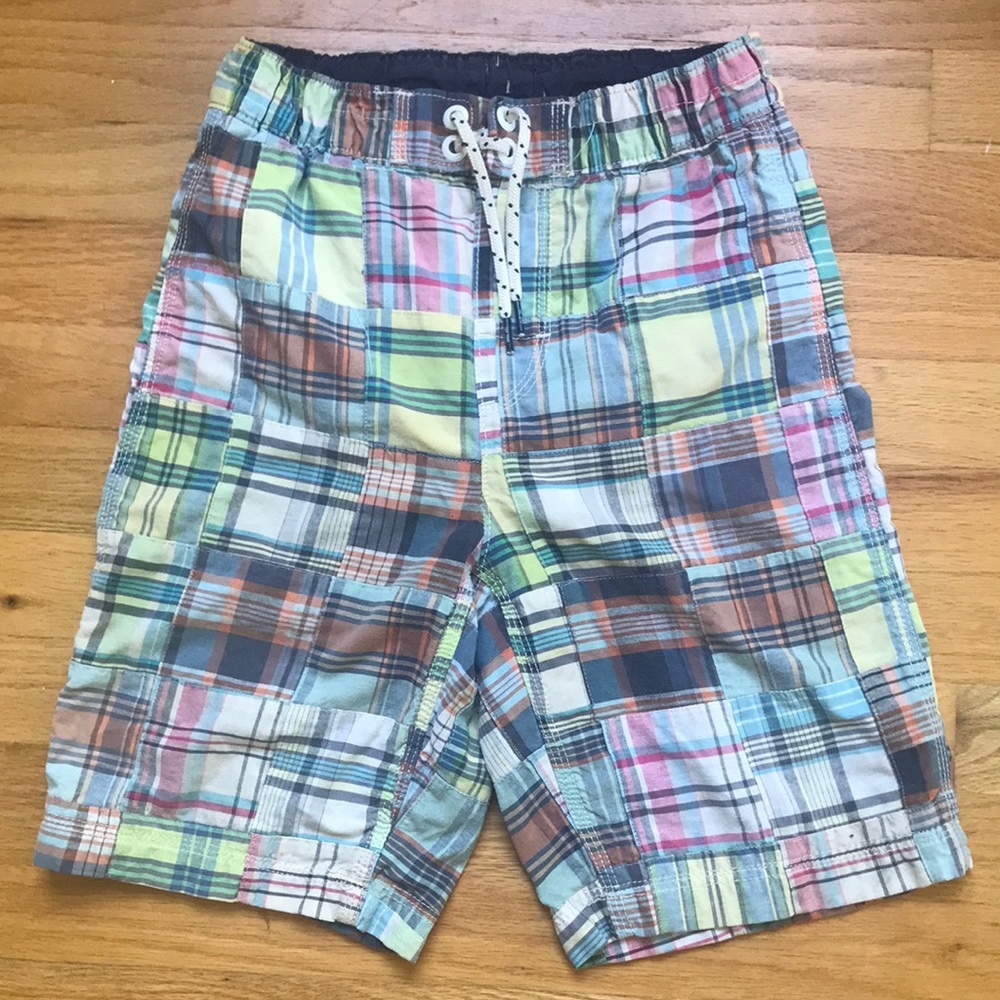 Gap Kids Boys Large Madras Plaid Swim Trunks Board Shorts